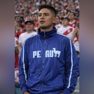 Peru National Soccer Team Jacket Jersey Size S Blue White Cuy-Arts.Com